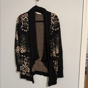 Staring at Stars Black Floral Large Heavy Cardigan Open